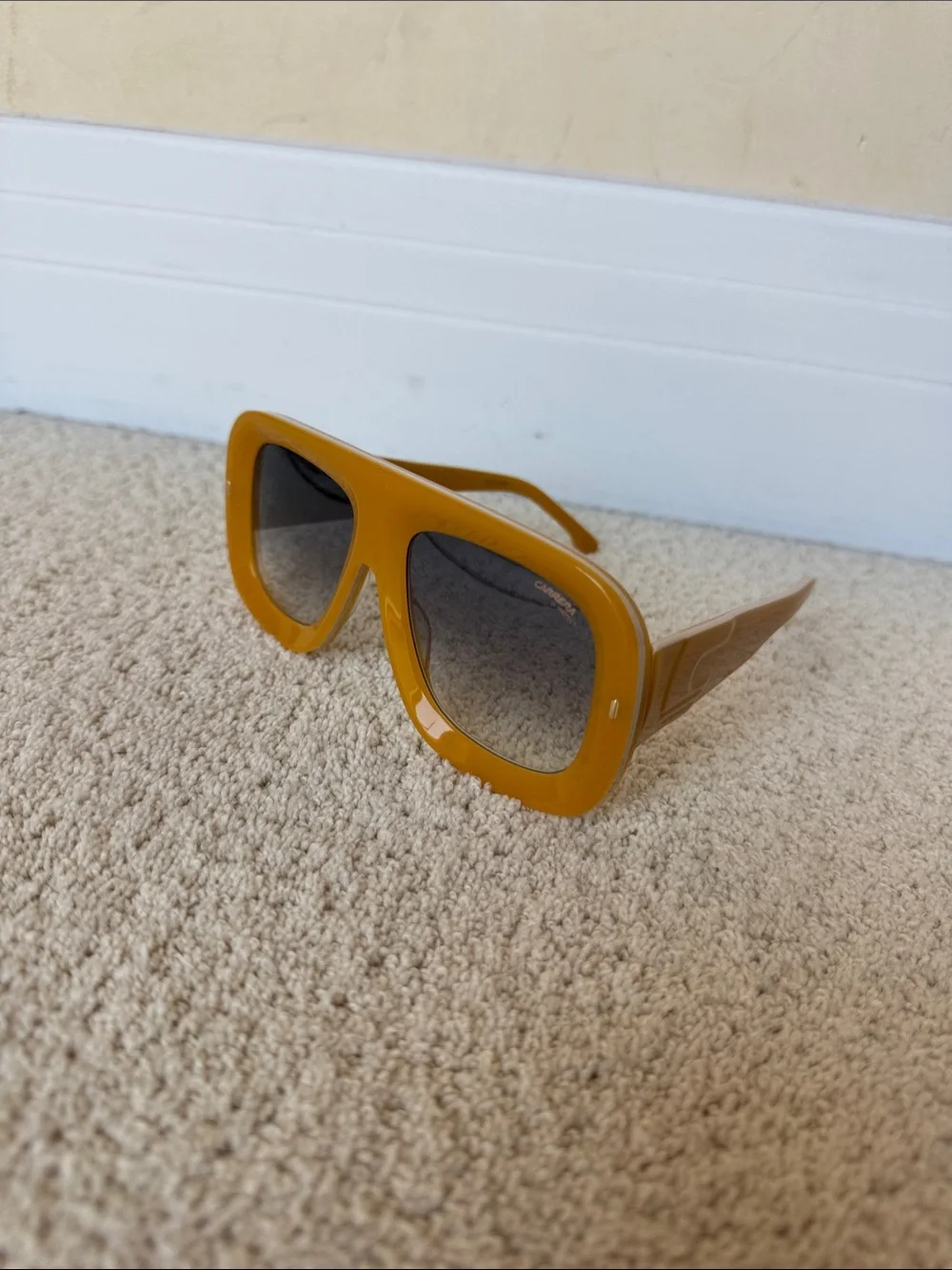 Carrera FLAGLAB 18 Mustard Sunglasses with Gray Gradient UV Protect Lenses